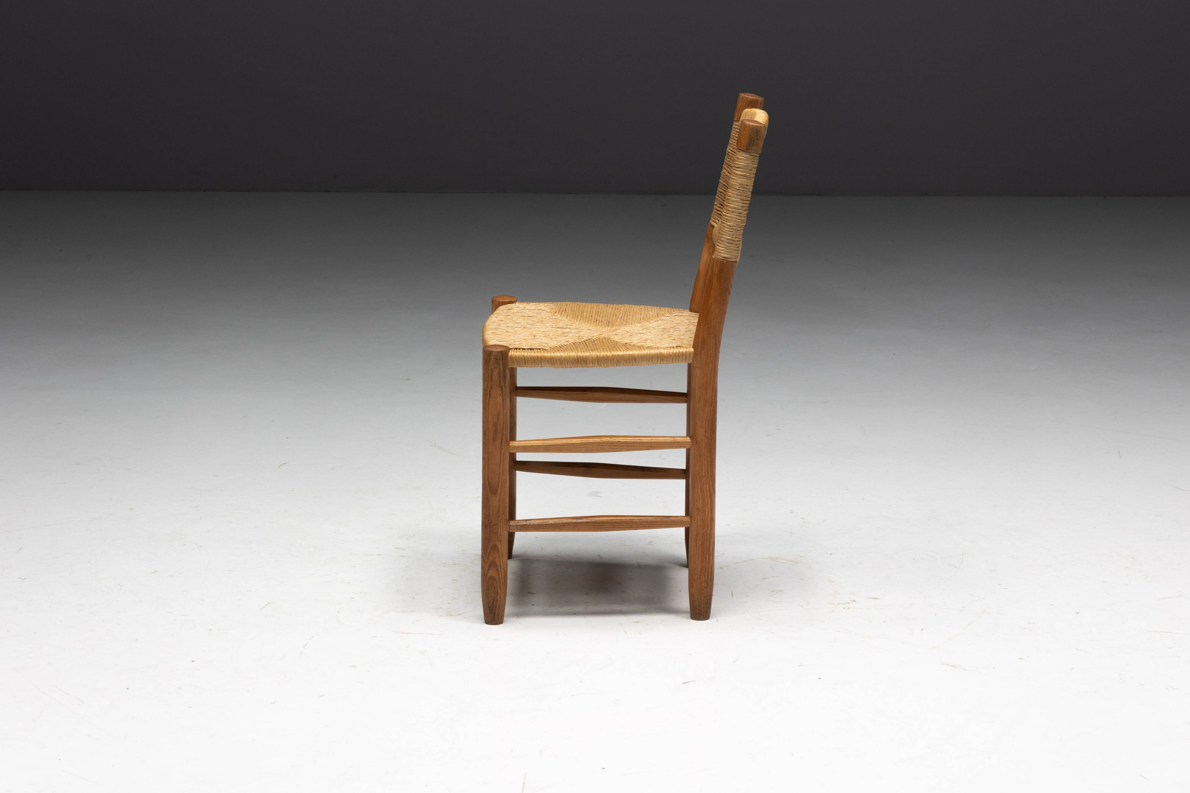 "Bauche" Dining Chairs by Charlotte Perriand for Steph Simon, France, 1950s