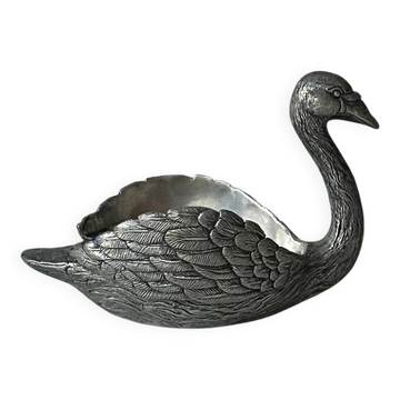 Vide-poche cygne – Petite coupelle cygne en métal argenté