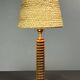 Midcentury French brutalist wood turned table lamp, Charles Dudouyt style