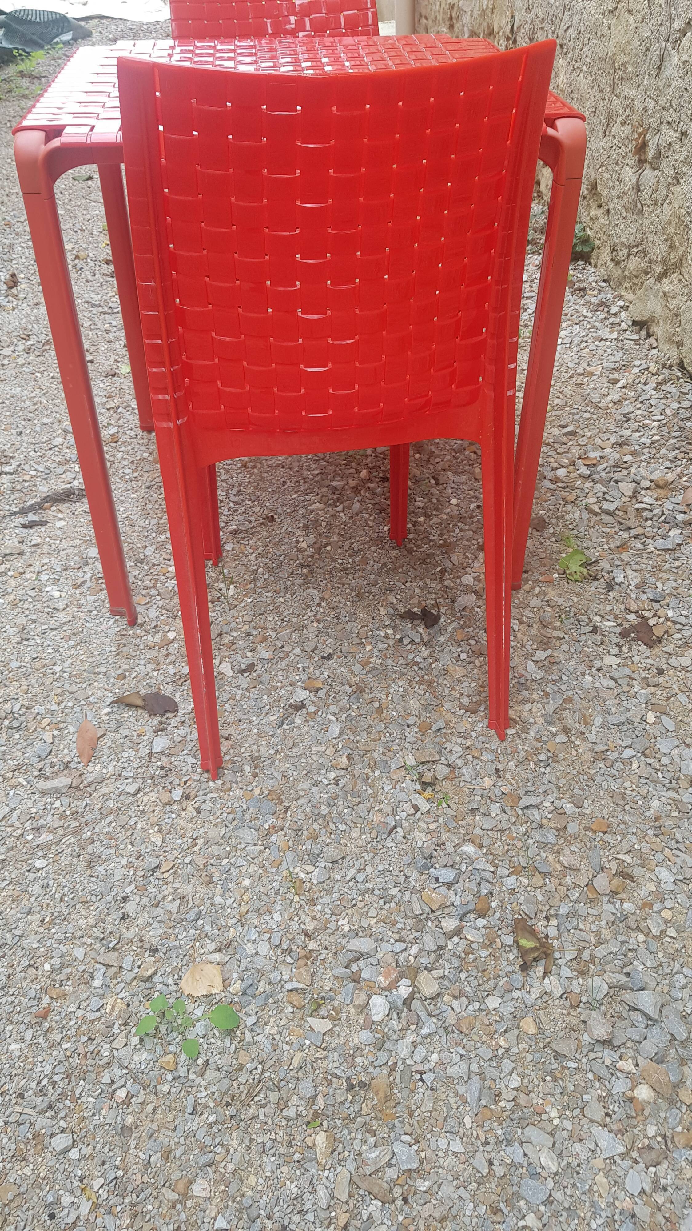 Kartell table and 2 chairs