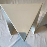 Pair of unmarked triangular white design stools