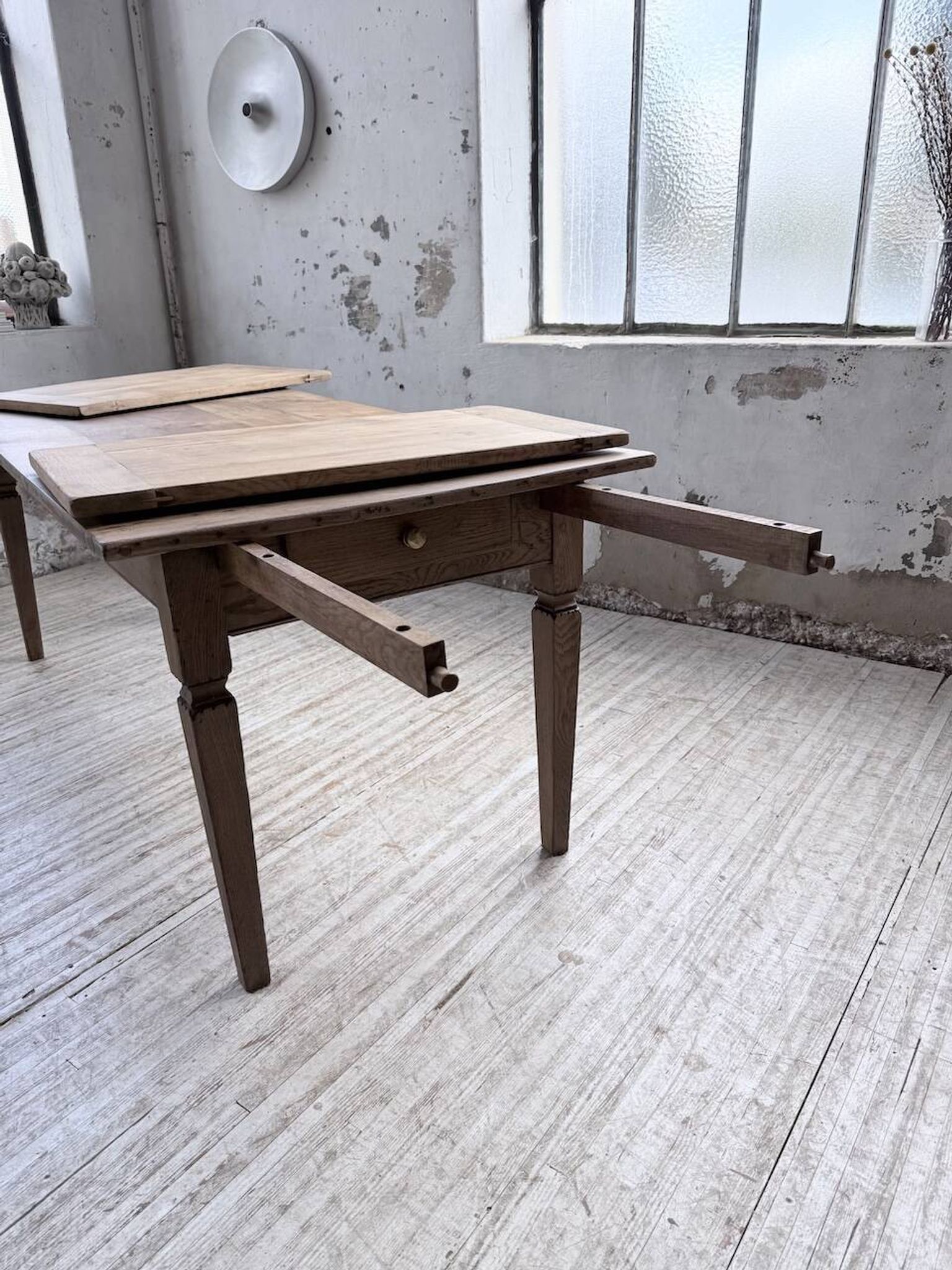 Solid oak farmhouse table with extensions (190-280cm) 1950