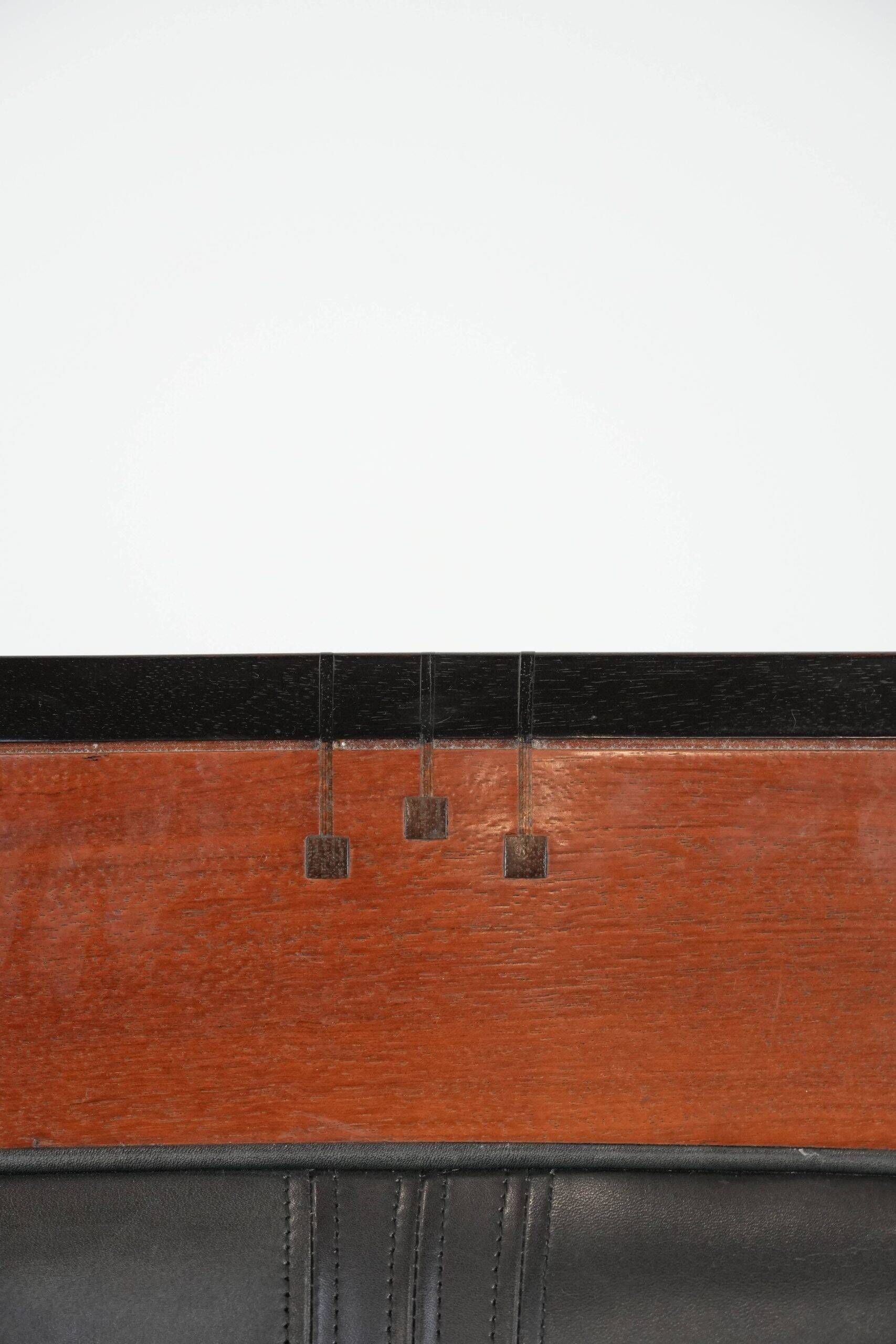 Black cow leather armchair in Art Deco design