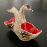 Duo goose-shaped goose and pepper shaker in ceramic