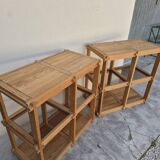 Pair of vintage pine bookcases and shelves, Maison Regain style, 1970s design