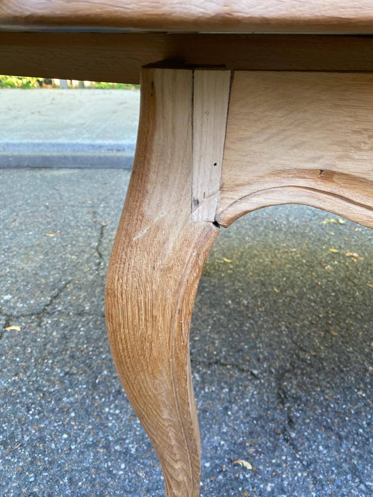 Large Louis XV dining table stripped in solid oak 1960 260cm