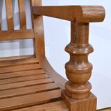 Old colonial varangue bench in teak – mid 20th century