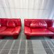 Nicoletti Salotti Italian Designer - Armchair and sofa set 2 places in red leather