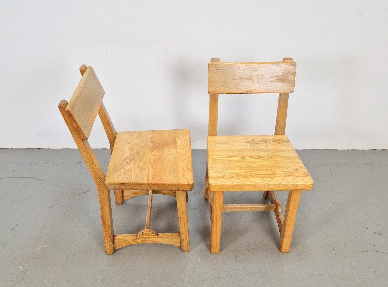 Vintage Brutalist Elm Chairs, Denmark, 1960s, Set of 2