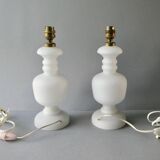 Pair of white opaline lamps, 1950s