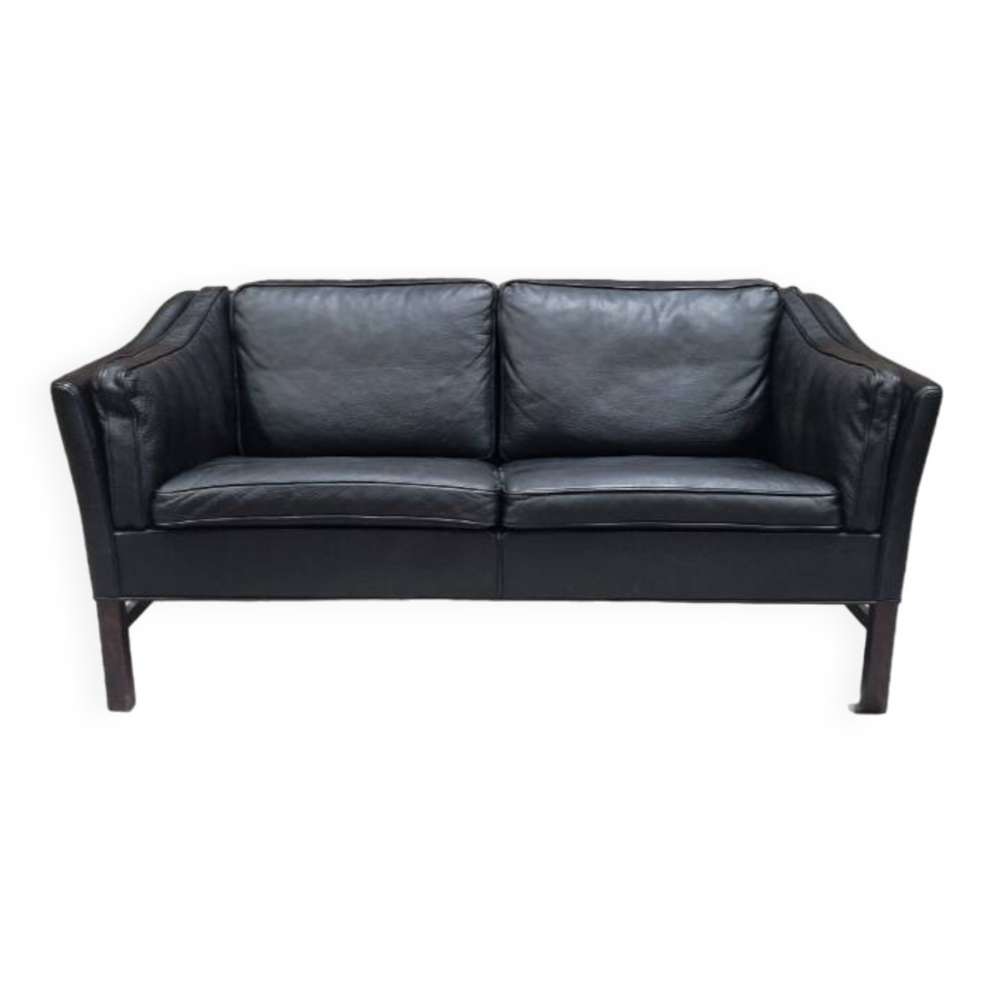 Vintage Scandinavian black leather sofa