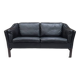 Vintage Scandinavian black leather sofa