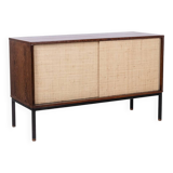 Wenge and raffia sideboard. 1970s.