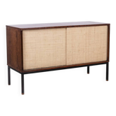 Wenge and raffia sideboard. 1970s.