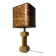 Midcentury Italian sculptural large table lamp with wood veneer shade