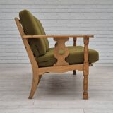 1970s, Danish 3 seater sofa, original condition, furniture wool, solid oak wood.