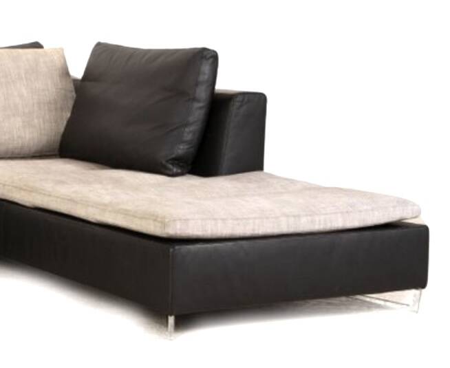 Corner sofa in leather and fabric, Feng model by Didier Gomez for Ligne Roset