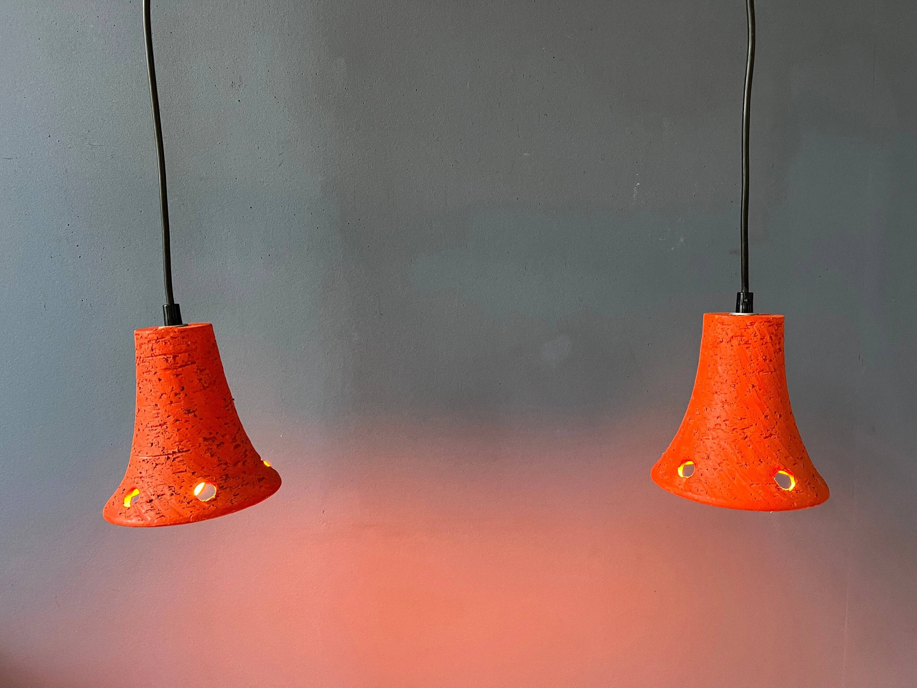 2 retro ceramic orange pendants