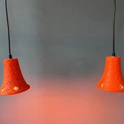 2 retro ceramic orange pendants