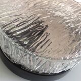 Pair of round ceiling lights in glass ice vintage 60-70s