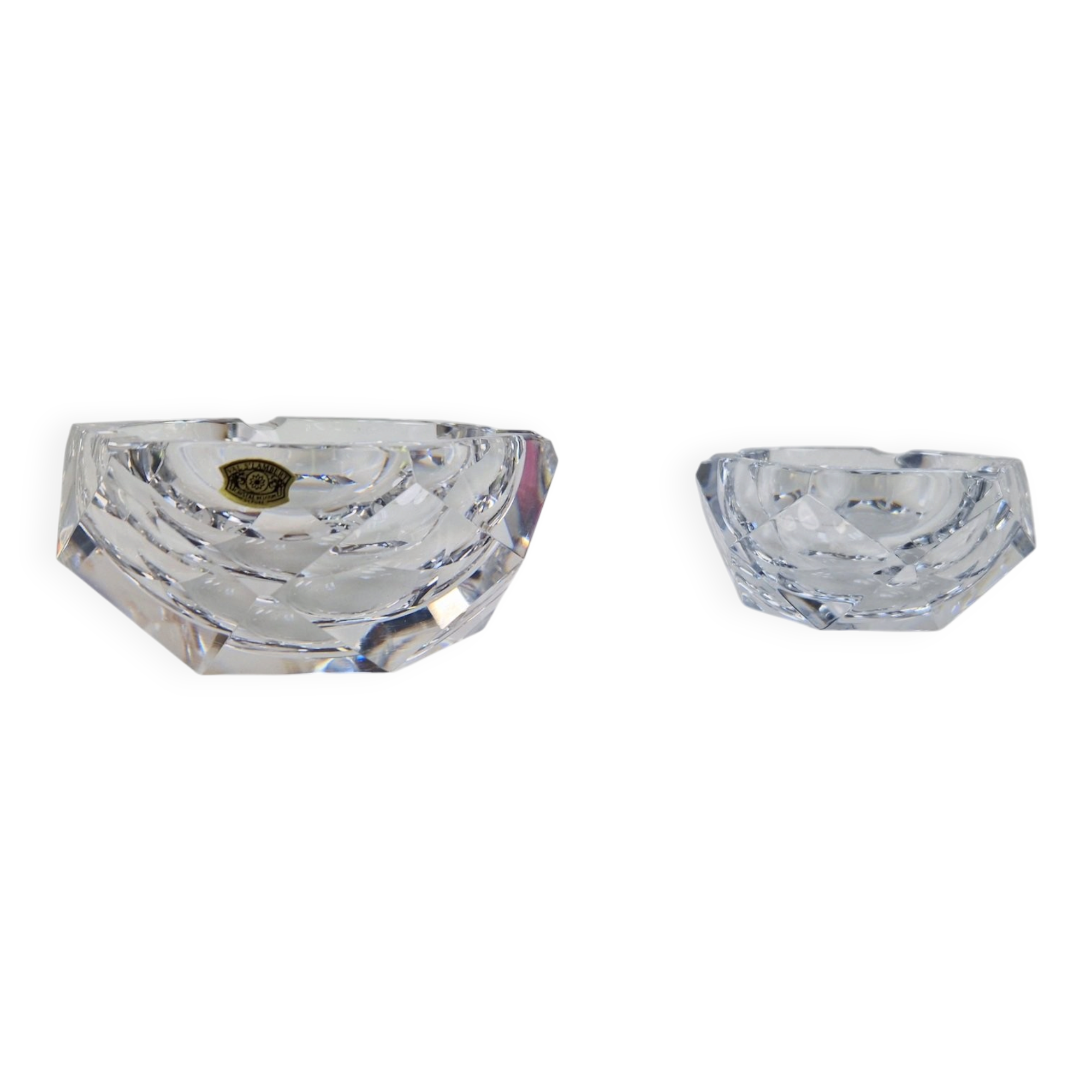 Vintage Crystal Ashtrays from Val Saint Lambert, 1960s, Set of 2
