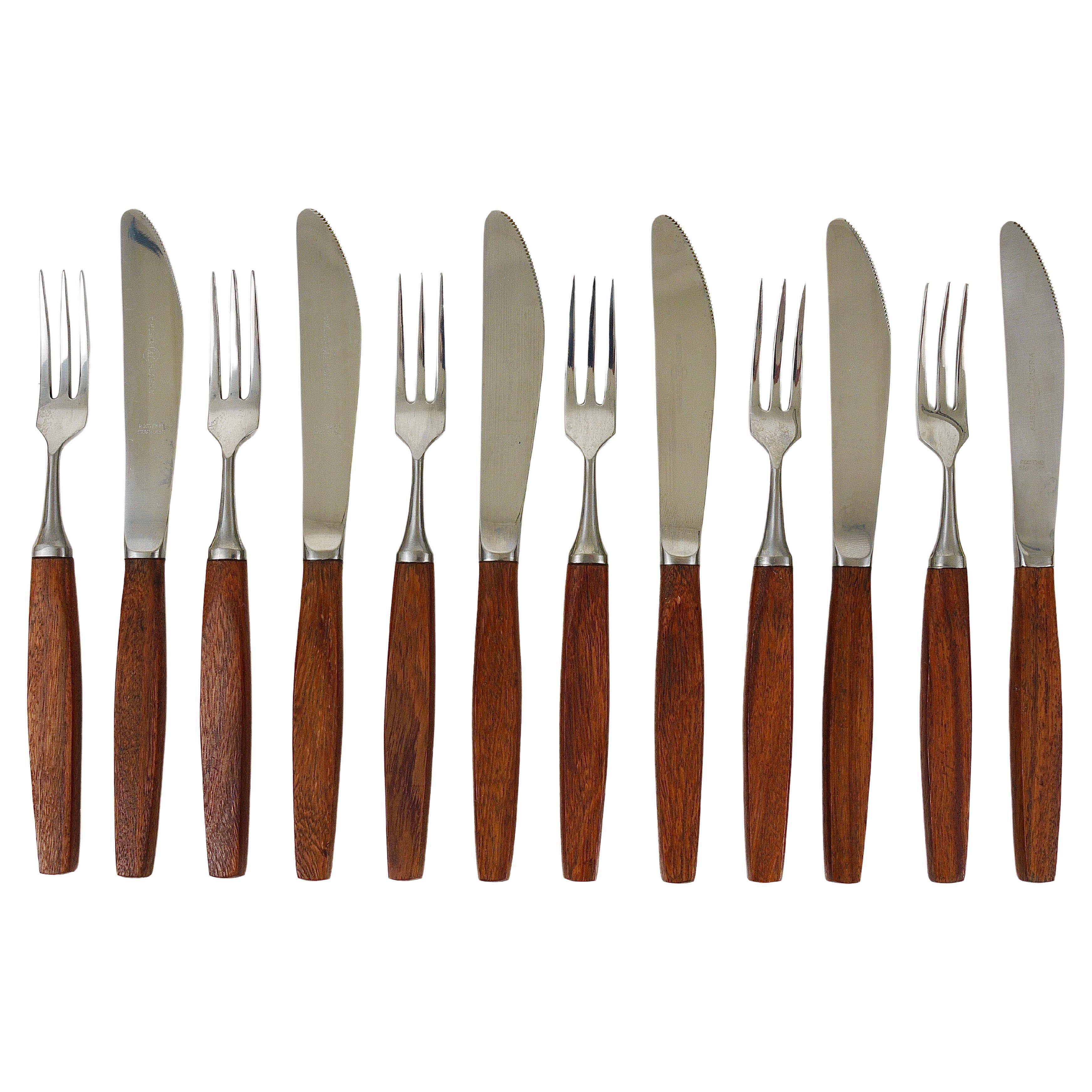 Amboss Box Mid-Century 6 Knives and 6 Forks, Cutlery, Austria, 1950s