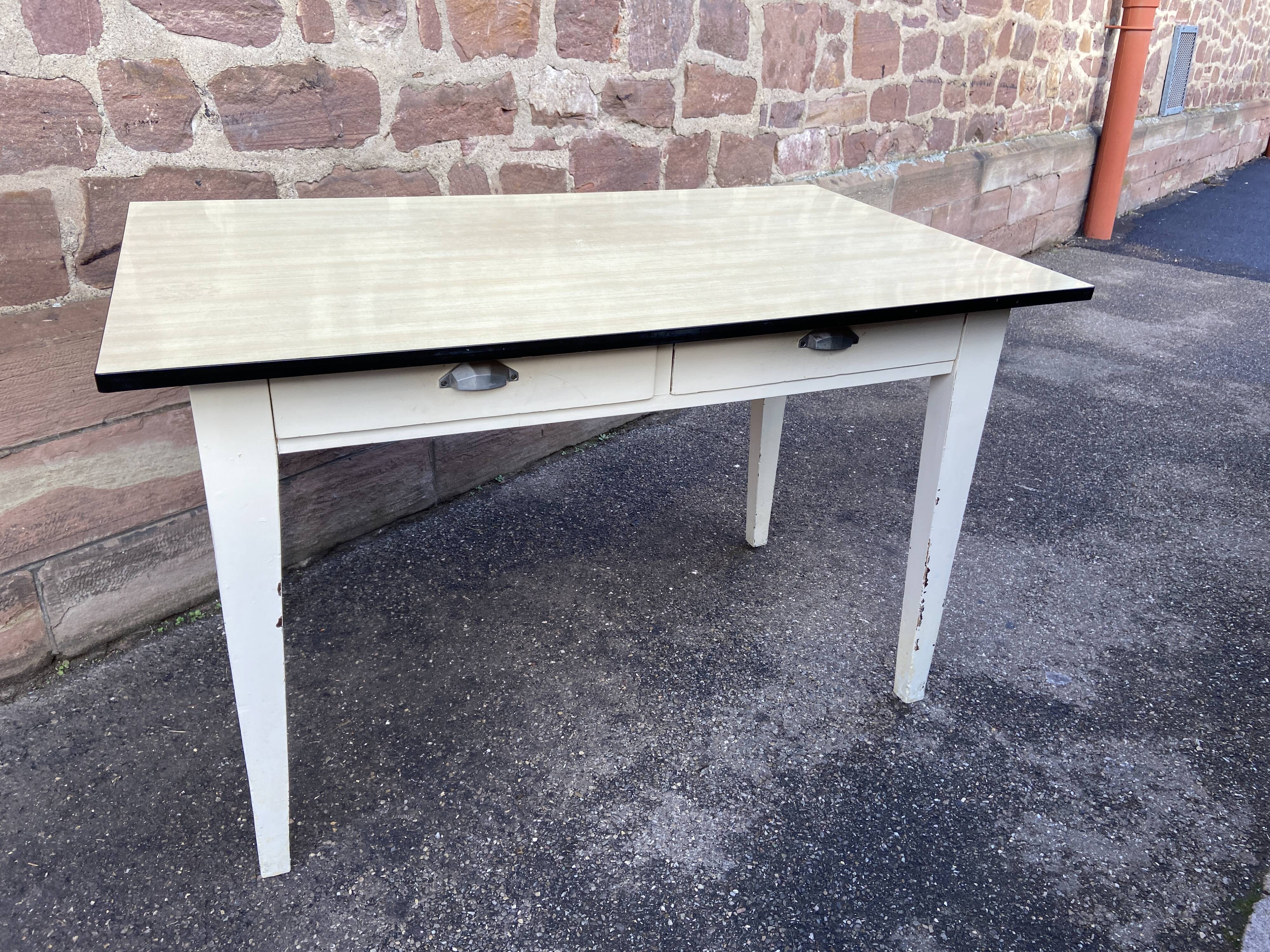Kitchen table in formica & wood 50s