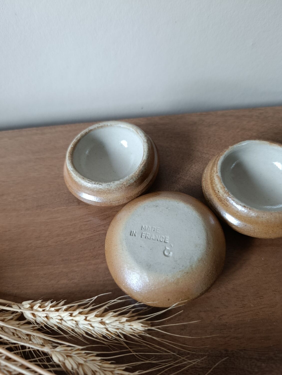 3 small individual butter dishes in stoneware, 1970
