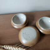 3 small individual butter dishes in stoneware, 1970