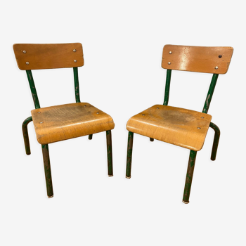 Paire de chaises d'écolier