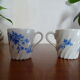 6 tasses café porcelaine Limoges Haviland - Cerisier bleu -Cotes torses