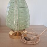 Art Deco Skyscraper in green Clichy glass mounted as a touch lamp