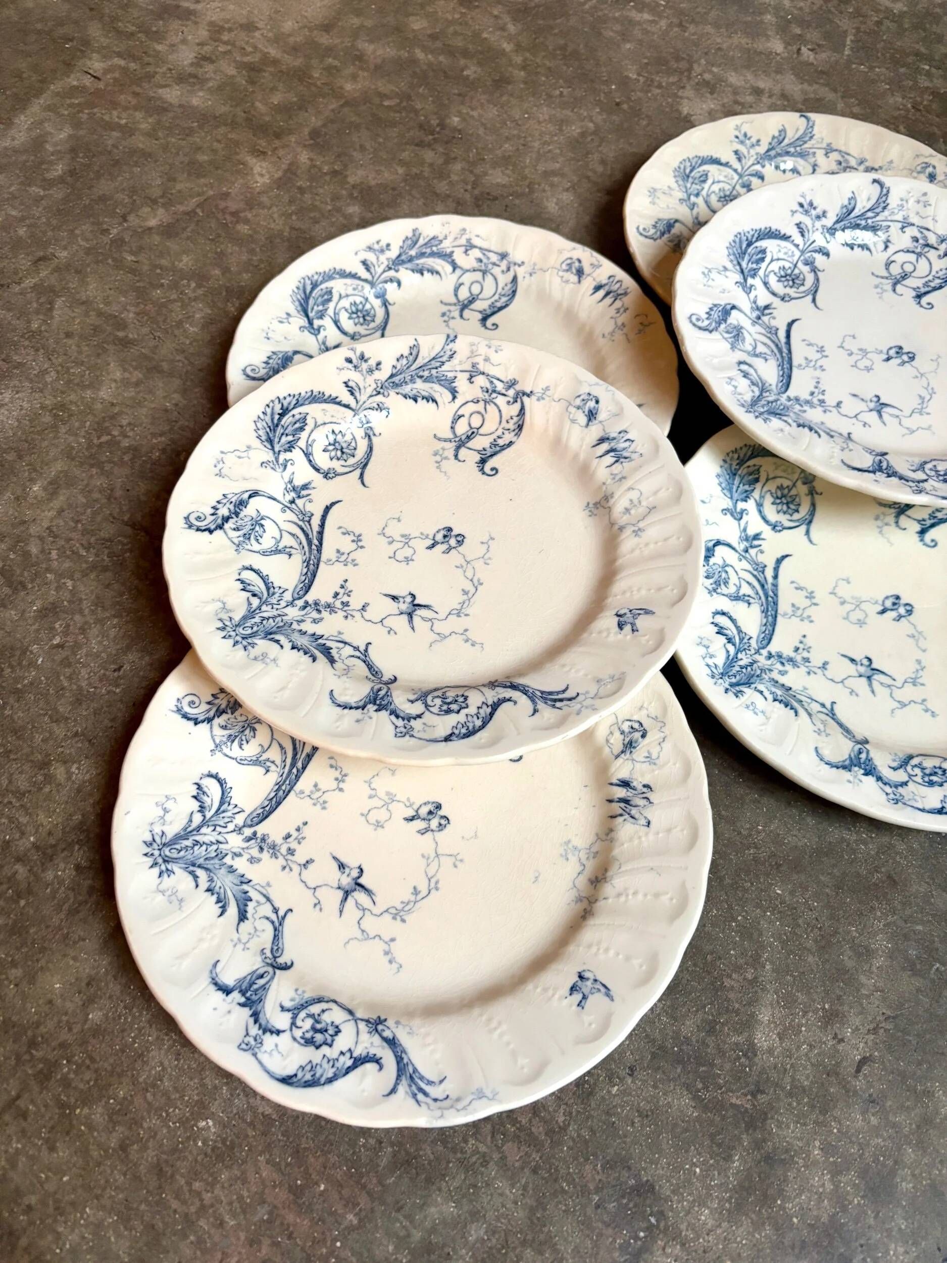 6 Gien ironstone dinner plates, "Rinceaux" service no. 1