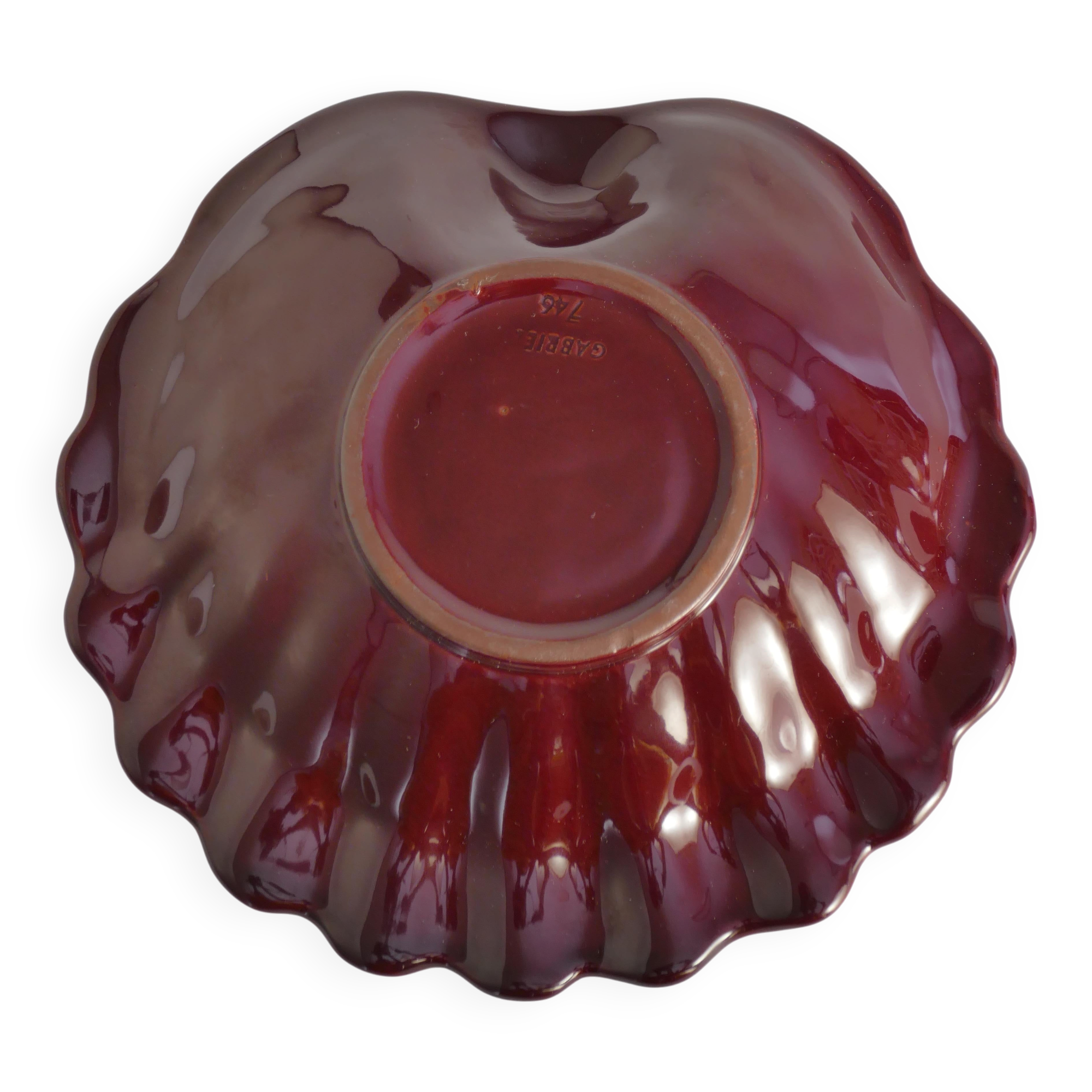 Art Deco Merlot Red Ceramic Vide-Poche by Gabriel Keramik, Sweden 1960s