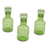 Trio de bouteilles / carafe / bocaux vintage , verre vert, Nescafé