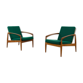 Pair of Paper Knive armchairs by Kai Kristiansen for Magnus Olesen in teak, Denmark