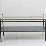 Table low 1950 metal double glass vintage 50's rockabilly coffee table