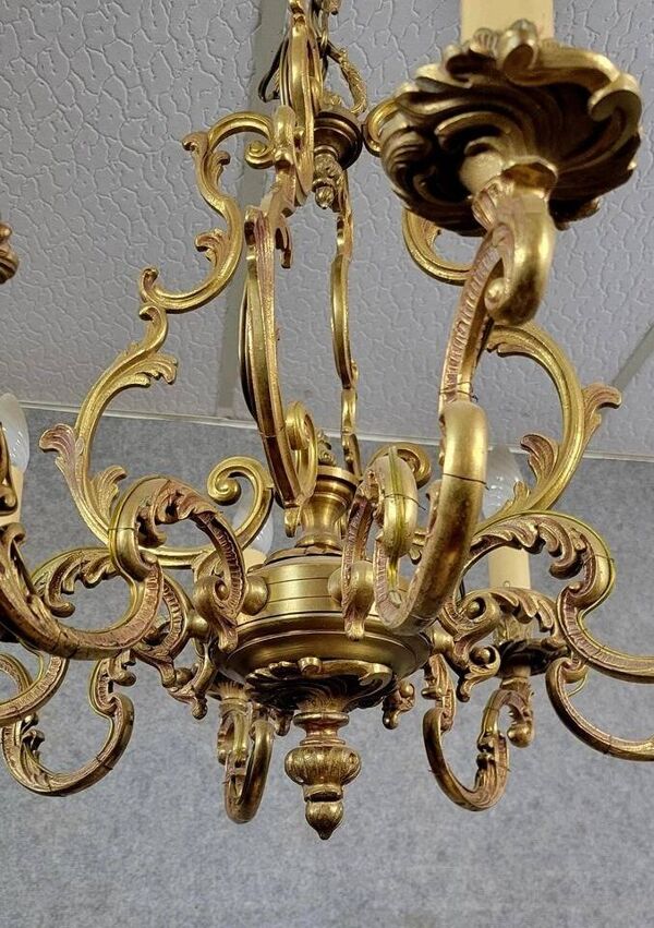 Lustre style Louis XV en bronze doré vers 1950