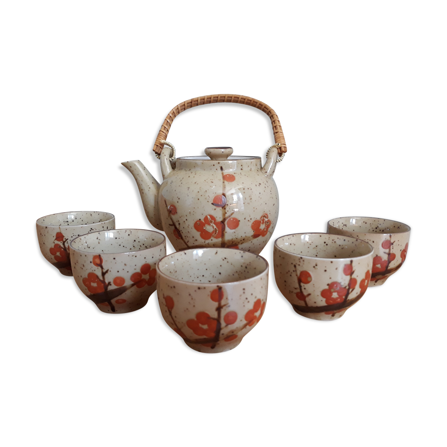 Enamelled ceramic tea service Japanese style décor