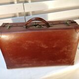 Vintage cognac suitcase in vulcanized fibers - 1950s