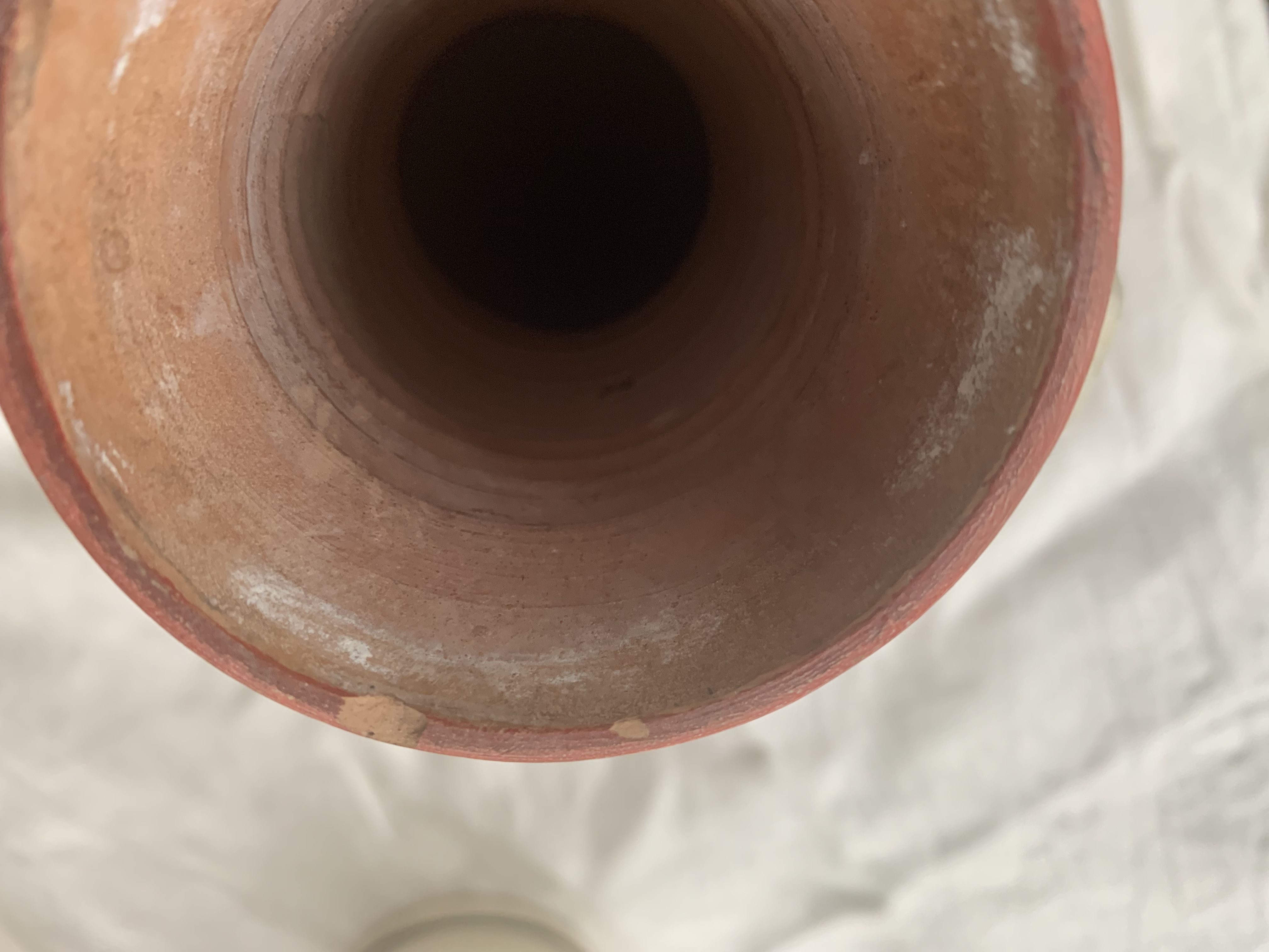 Pair of amphora vase, vintage artisanal and oriental pottery