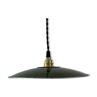 Old suspension industrial enamelled green 24 cm