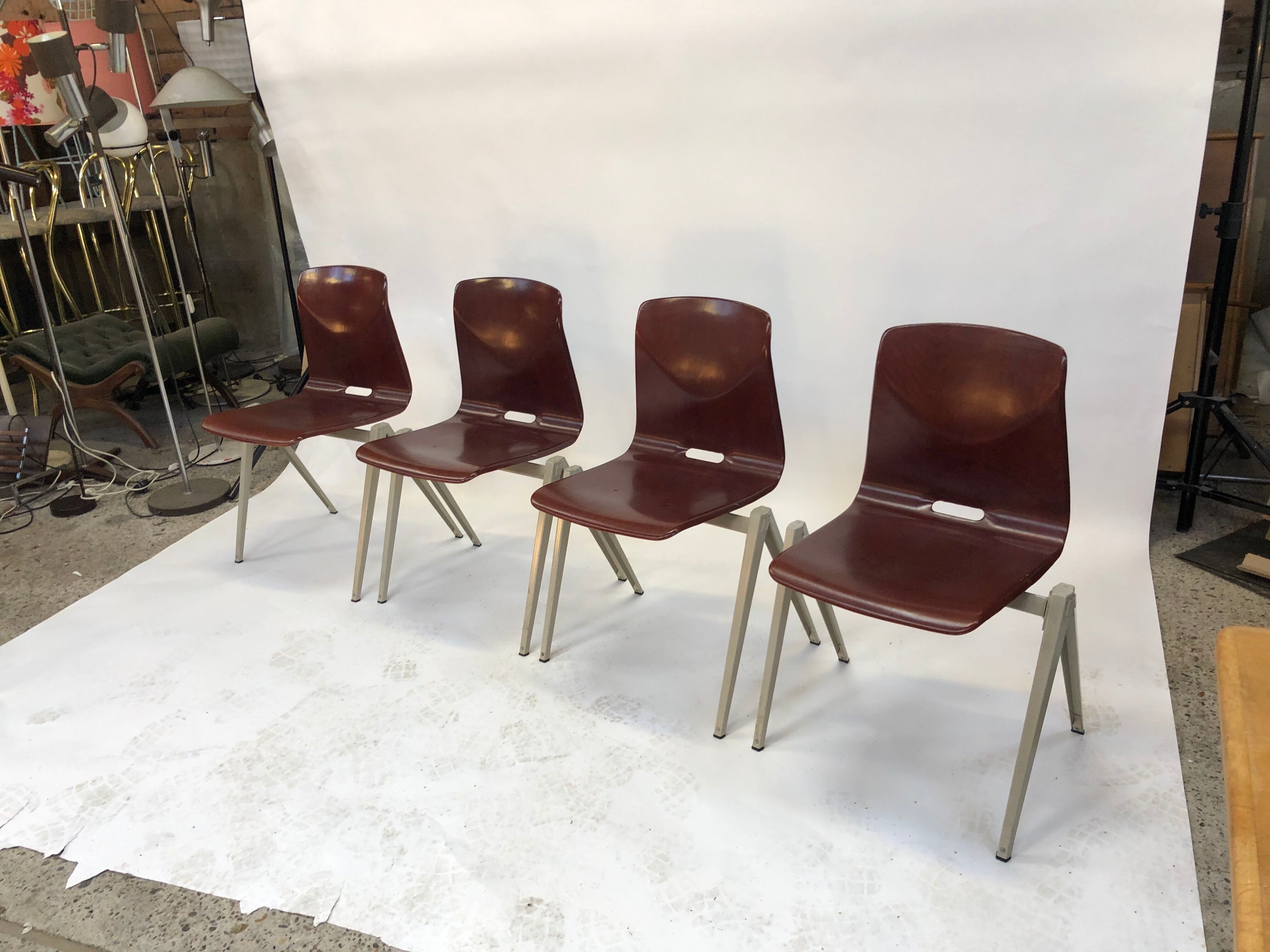 Lot of 4 vintage chairs Galvanitas S22 in the Netherlands