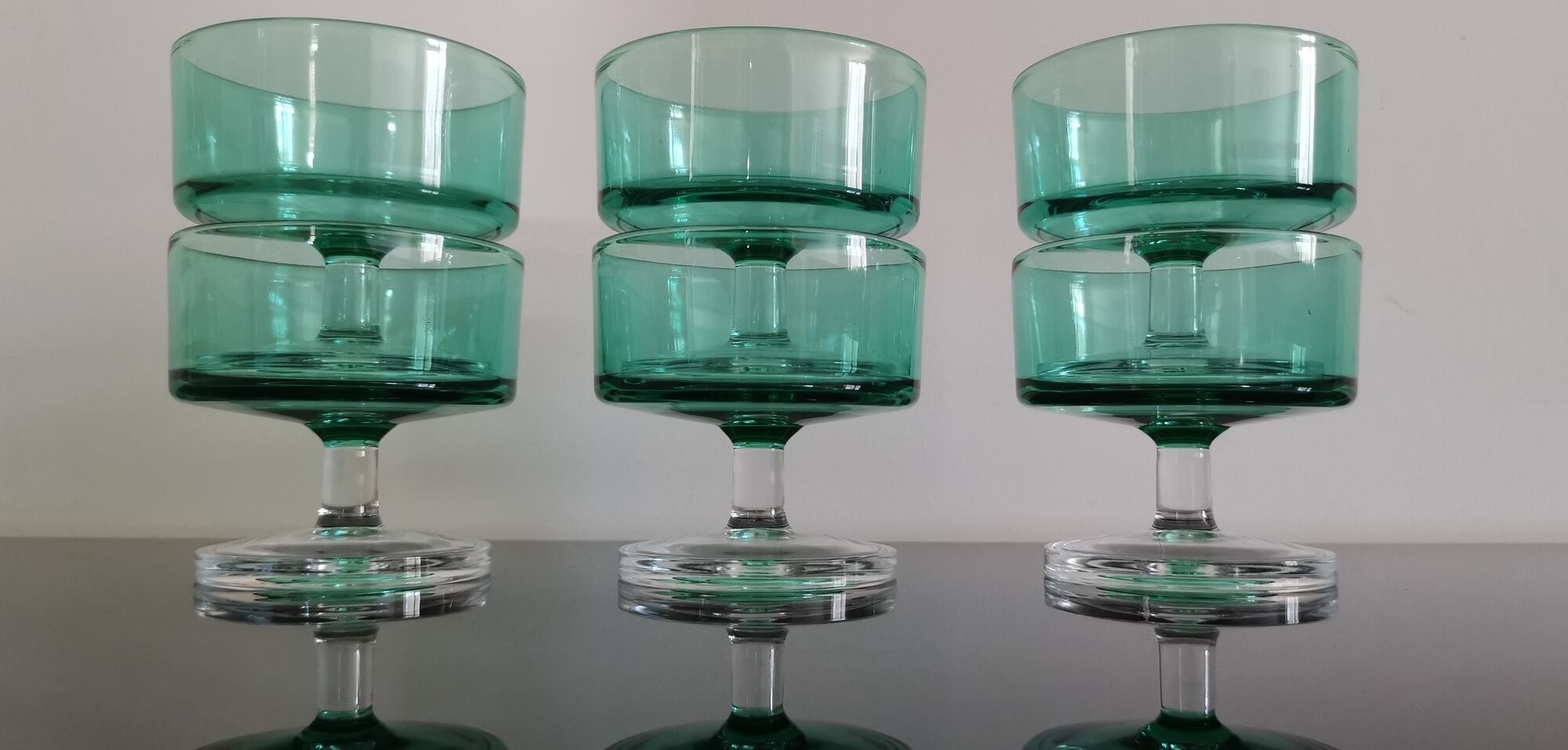Set of 6 glasses of champagne Cavalier Luminarc vintage emerald green
