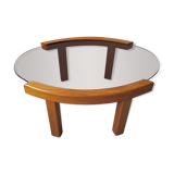 Oval coffee table in elm tray smoked glass