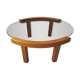 Table basse ovale en orme plateau verre fumé