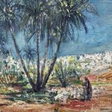 Orientalist painting signed circa 1950, "GAFSA - Tunisia"