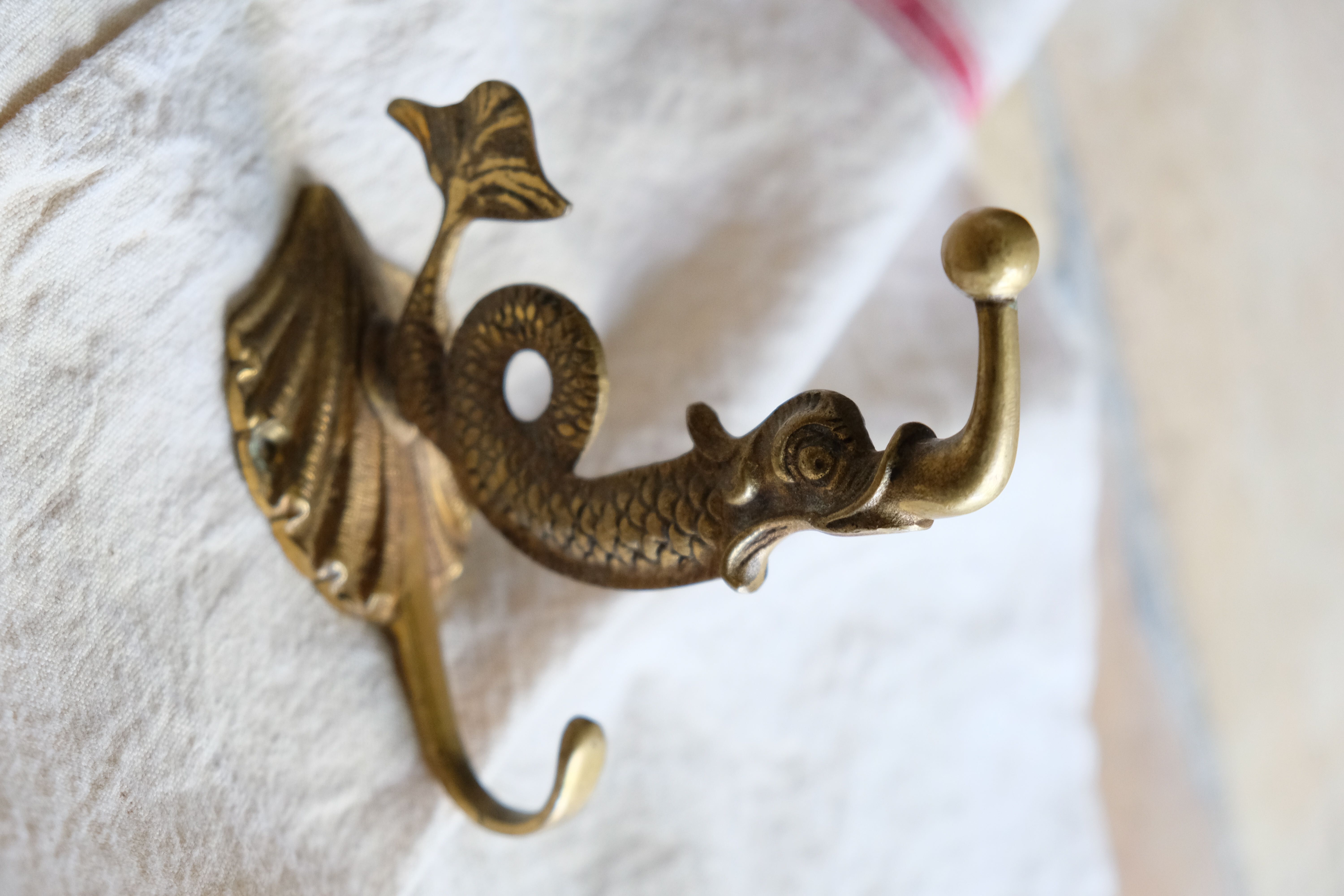 Pair of solid brass double patères
