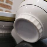 Series of 5 small old earthenware bowls with olive green edging