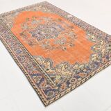 6x9 Turkish Classic Pattern Orange Green Vintage Rug, 174x279Cm